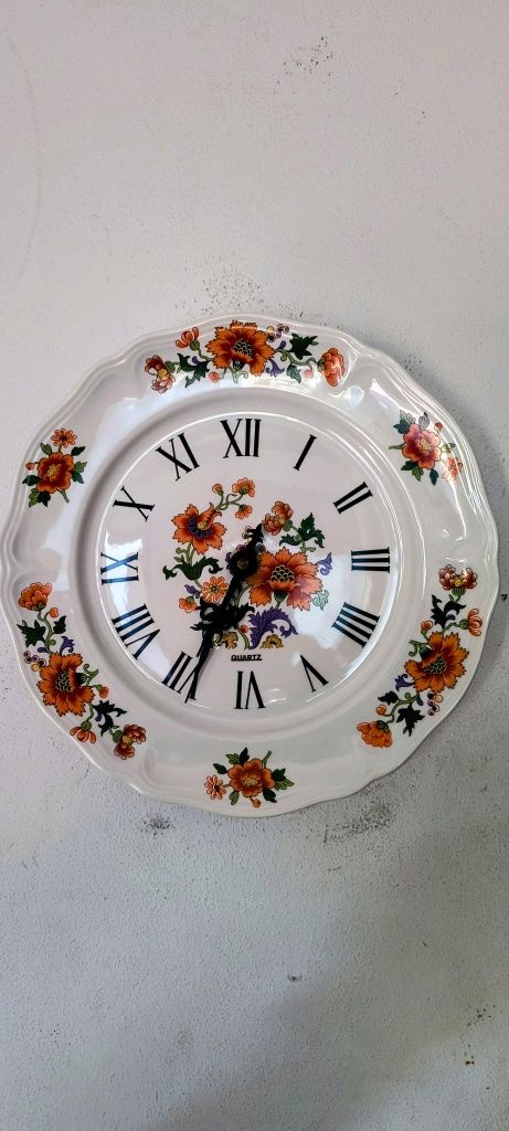 Zegar porcelana talerz