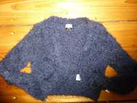Granatowe grube swetrowe bolerko -140/146