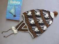 Ręcznie robiona CZAPKA uszatka wełna alpaka lama Boliwia Handmade