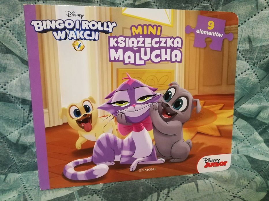 Bingo i Rolly mini ksiazeczka malucha z 3 obrazkami z puzzli w środku