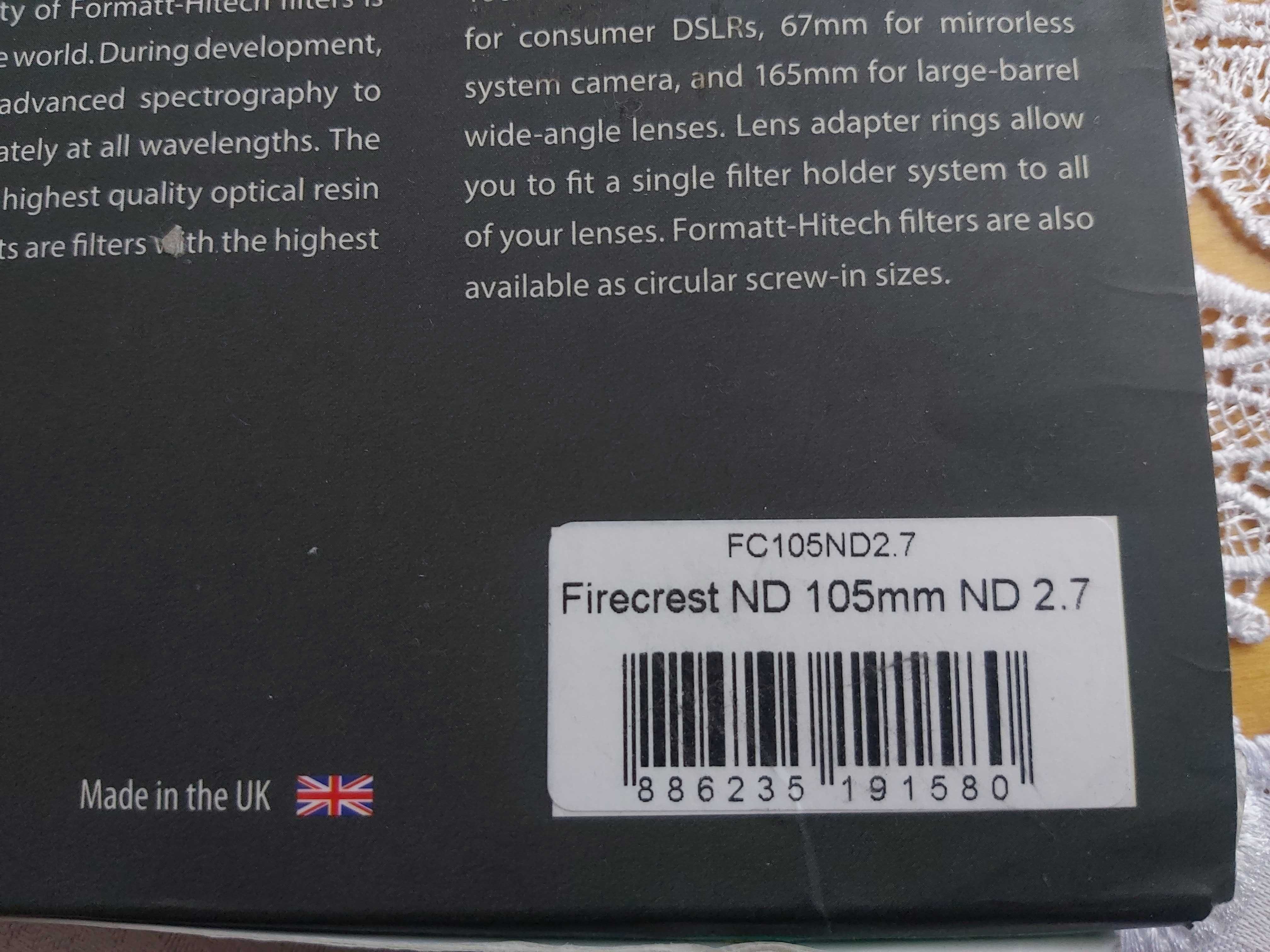 Filtr szary ND 2.7 FORMATT HITECH 105mm