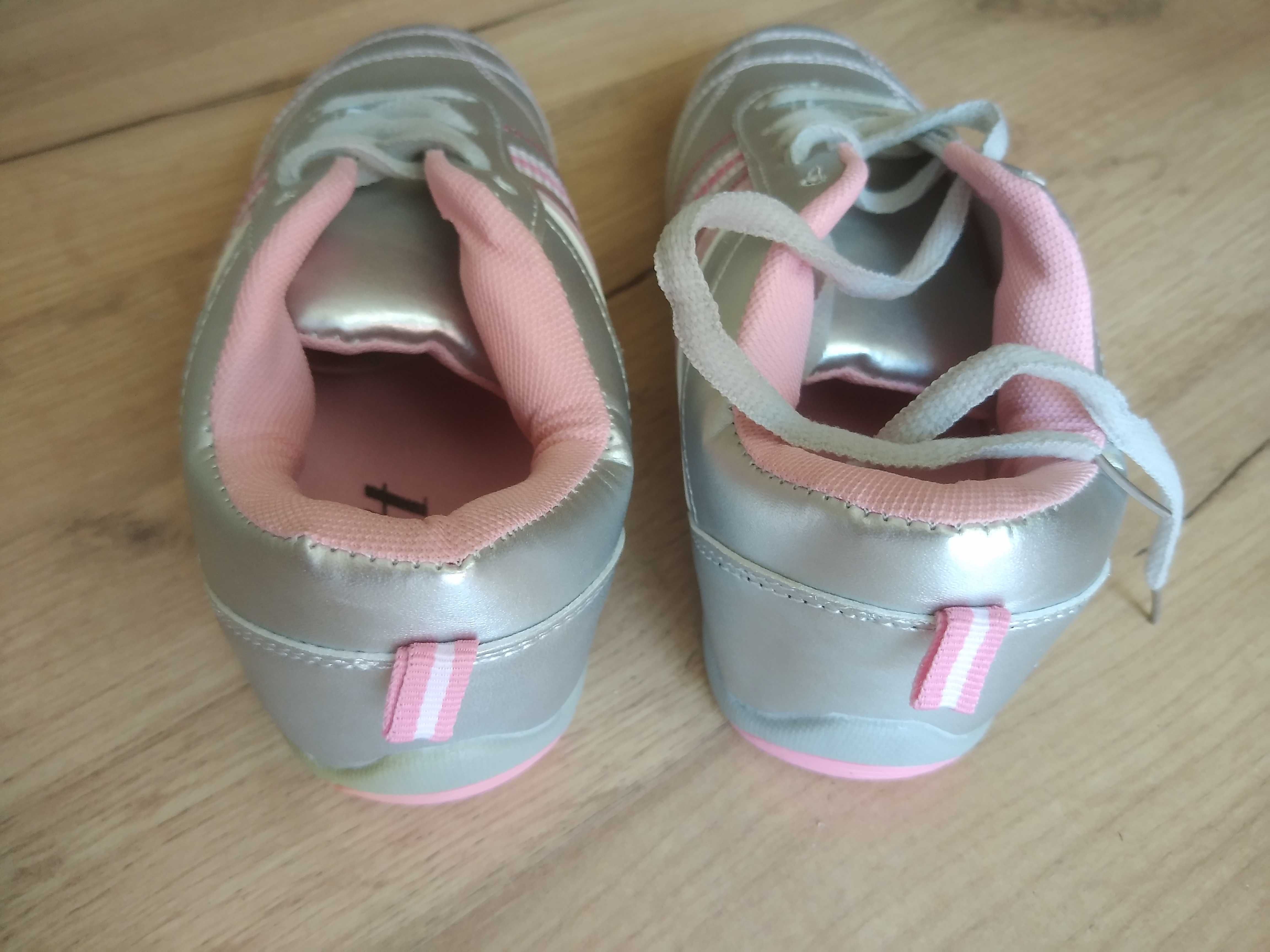 Nowe buty rozm. 34 srebrno różowe stopa 20-21cm