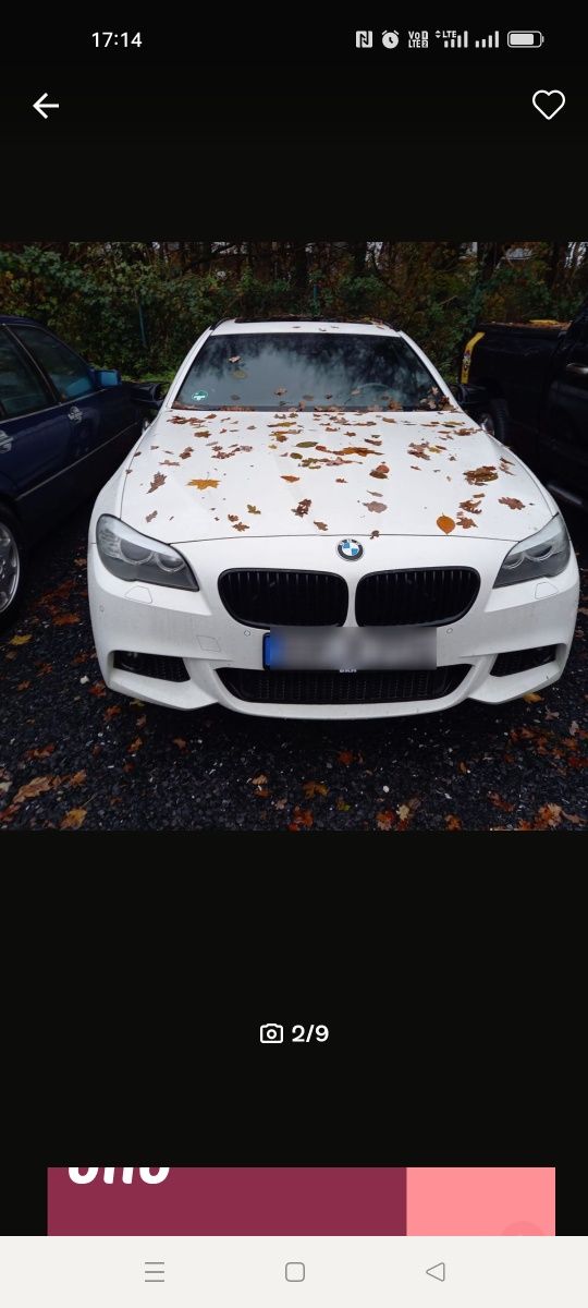 Karoseria dokumenty BMW 5 f11 535d 299km! ćwiartka dupa tyl b90