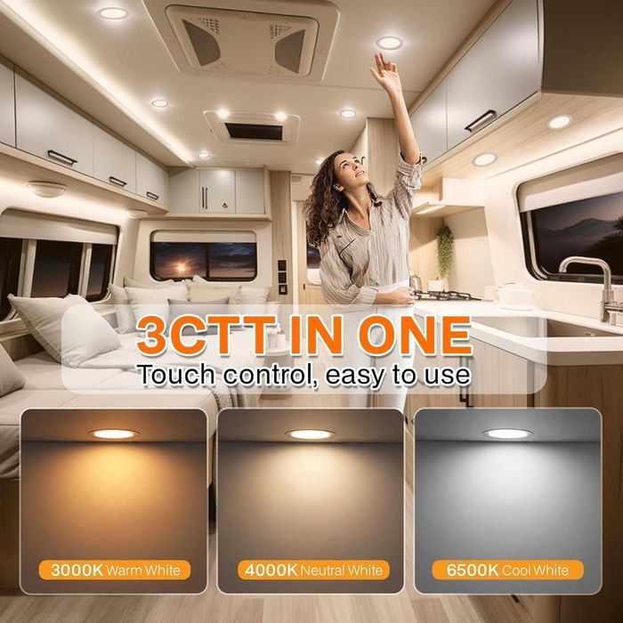 URing Zestaw 3 reflektorów LED do zabudowy 12 V ściemniane 3 W