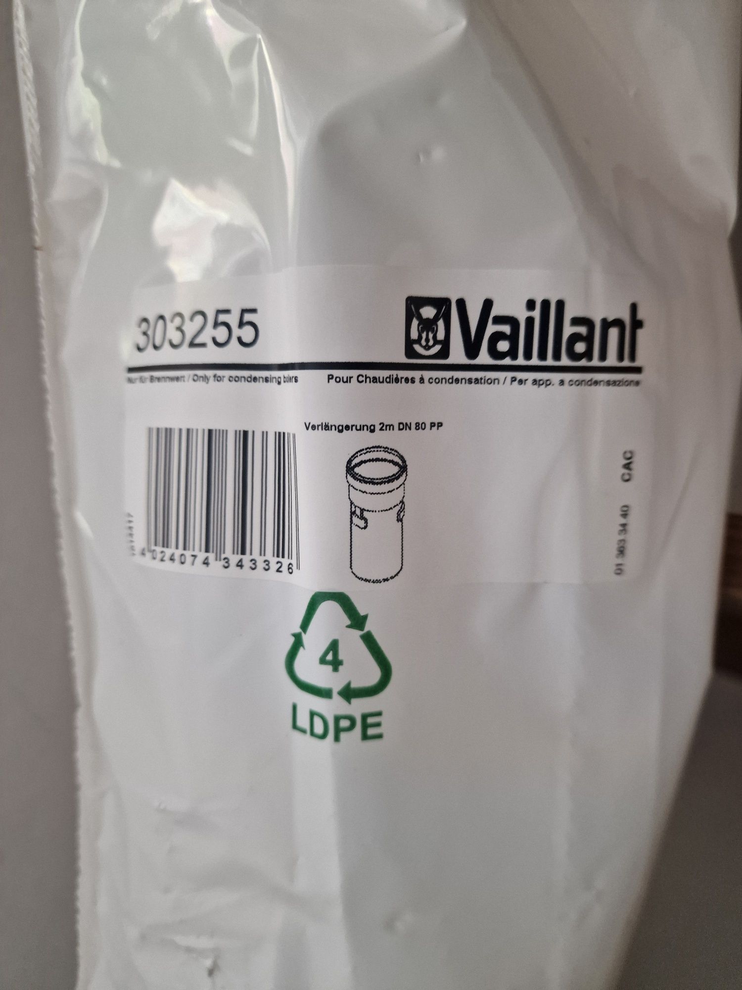 Rura Vaillant 2m fi 80mm do komina, przedłużenie