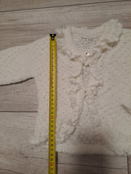 Sweterek, rozmiar 74, bialy/kremowy