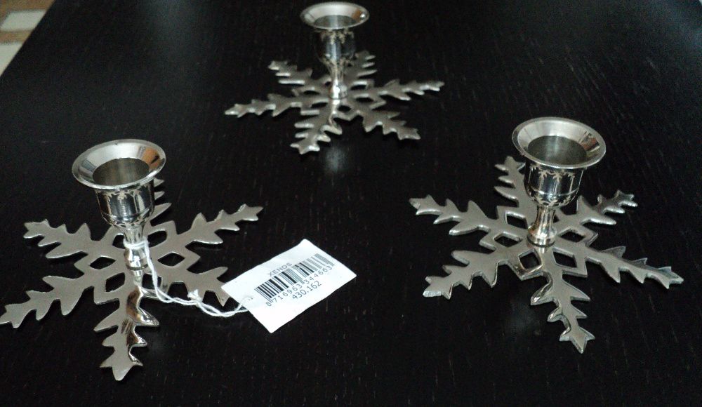 Cudne 3 nowe metalowe świeczniki na Boże Narodzenie