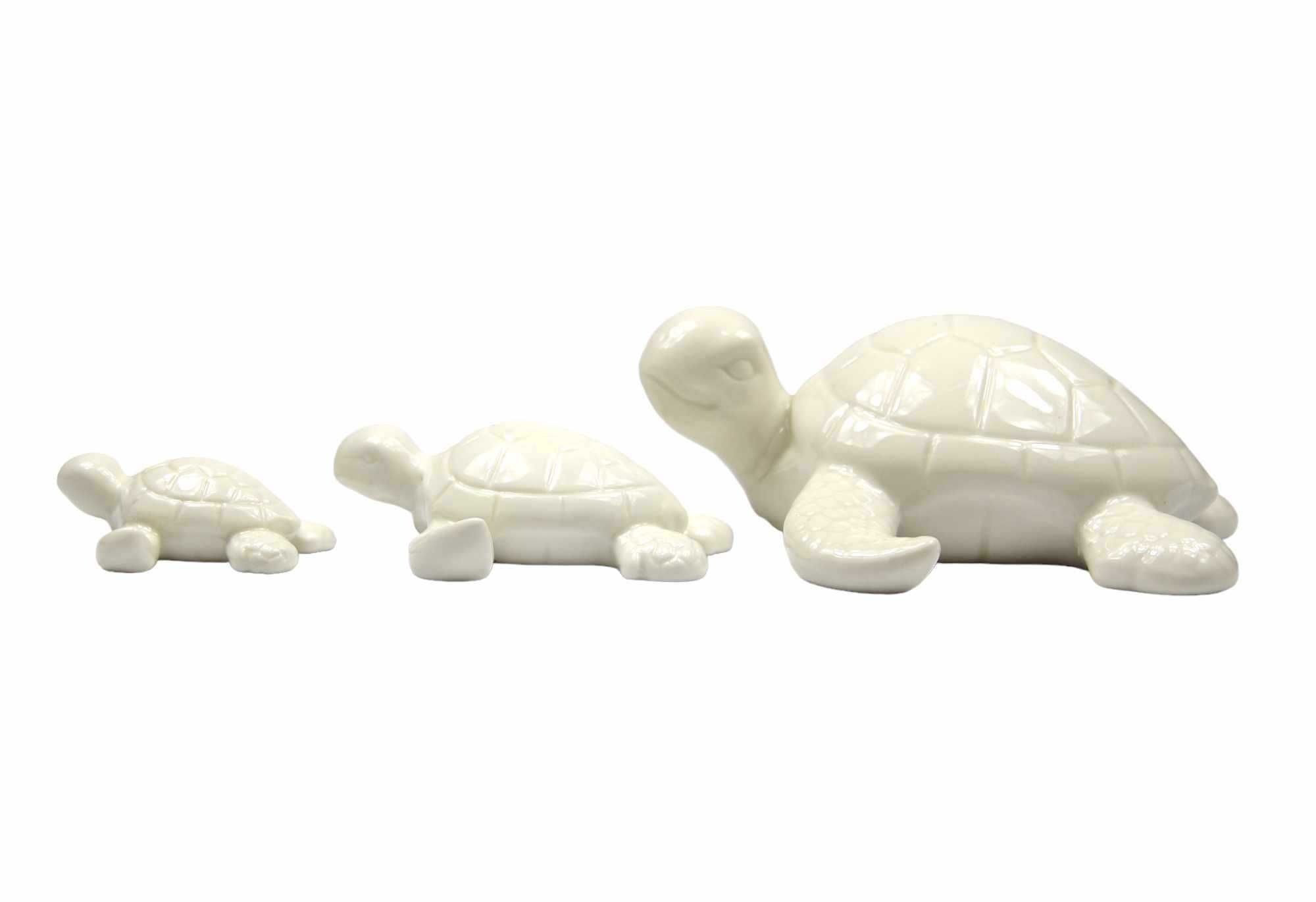 Biały ceramiczny żółw komplet 3szt ceramika szkliwiona kremowy figurka