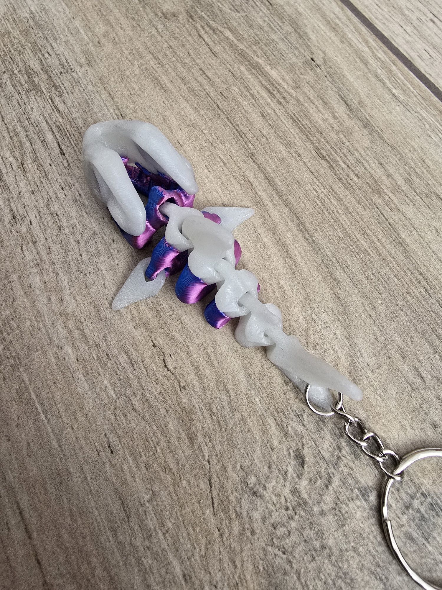 Breloczek Skieleton Shark + KeySpinner - Brelok Druk3d fidget Keychain