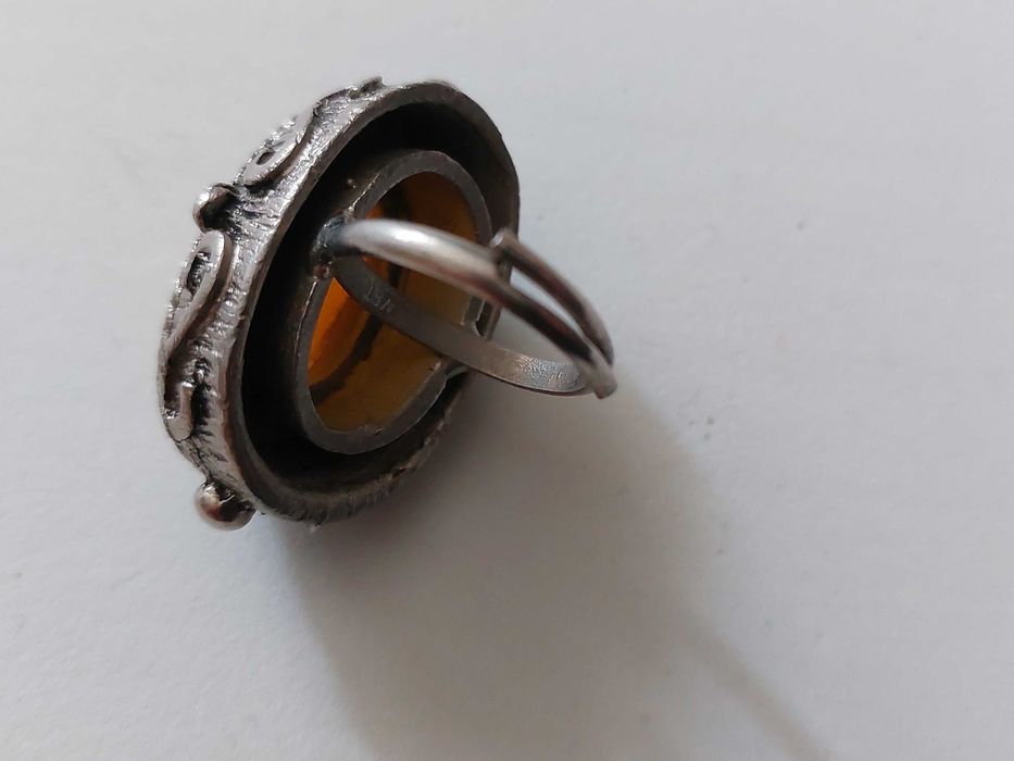 Pierścionek pierścień duży metaloplastyka PRL