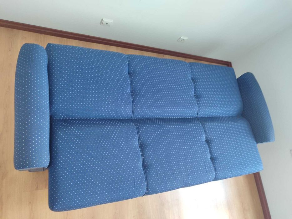 Sofá Cama Tecido Azul