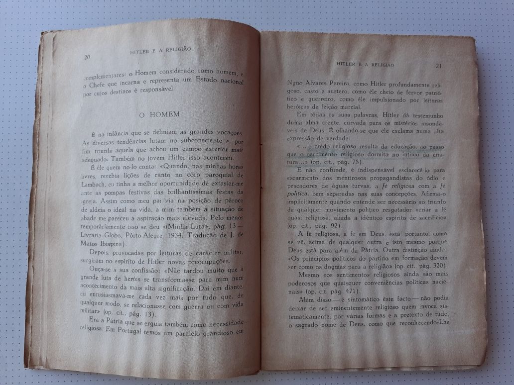 Hitler e a Religião de Bernardo de Brito (1943) – Raro