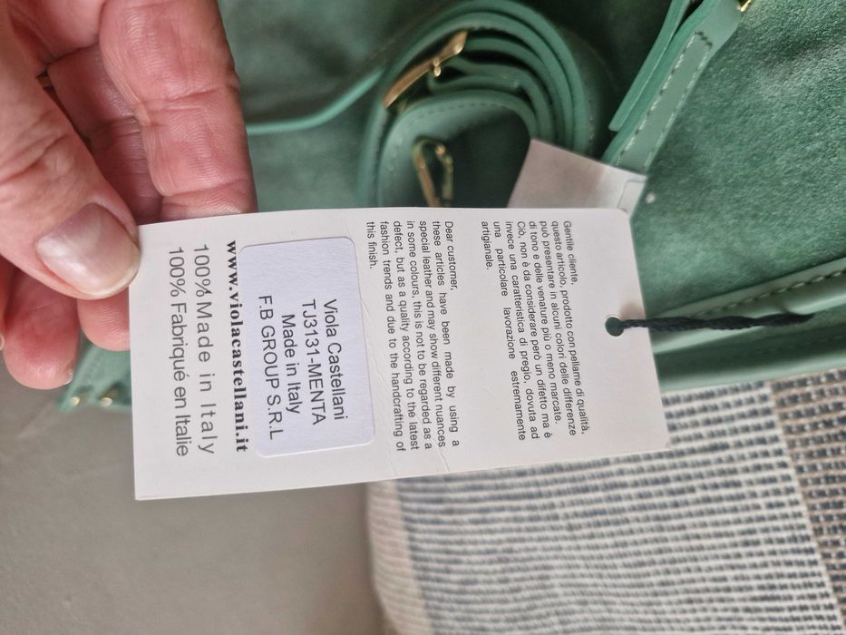 Torebka włoska, Viola Castellani zamszowa zielona