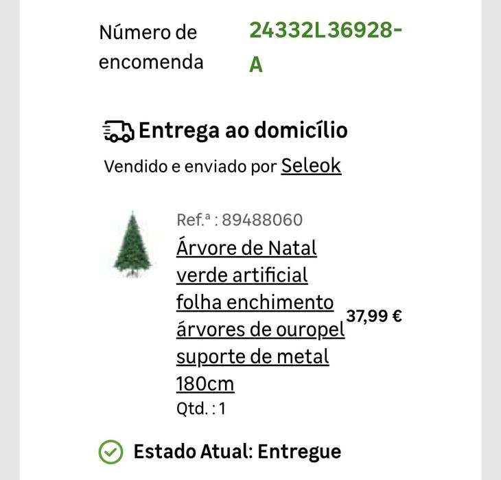 Árvore de natal 1,80 m nova, em embalagem original