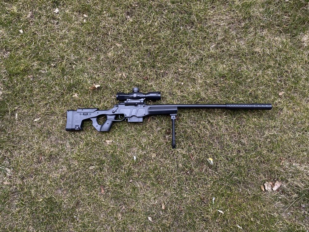Снайперська гвинтівка 80см AWM Profi PUBG з оптикою, сошками, глушник