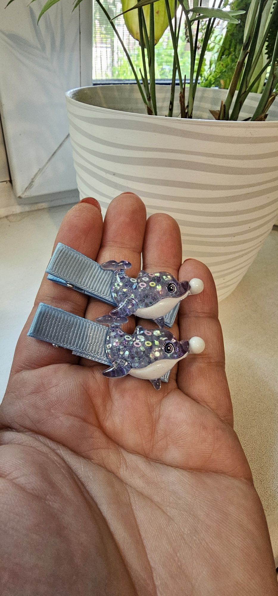 2szt spinki do włosów delfiny handmade