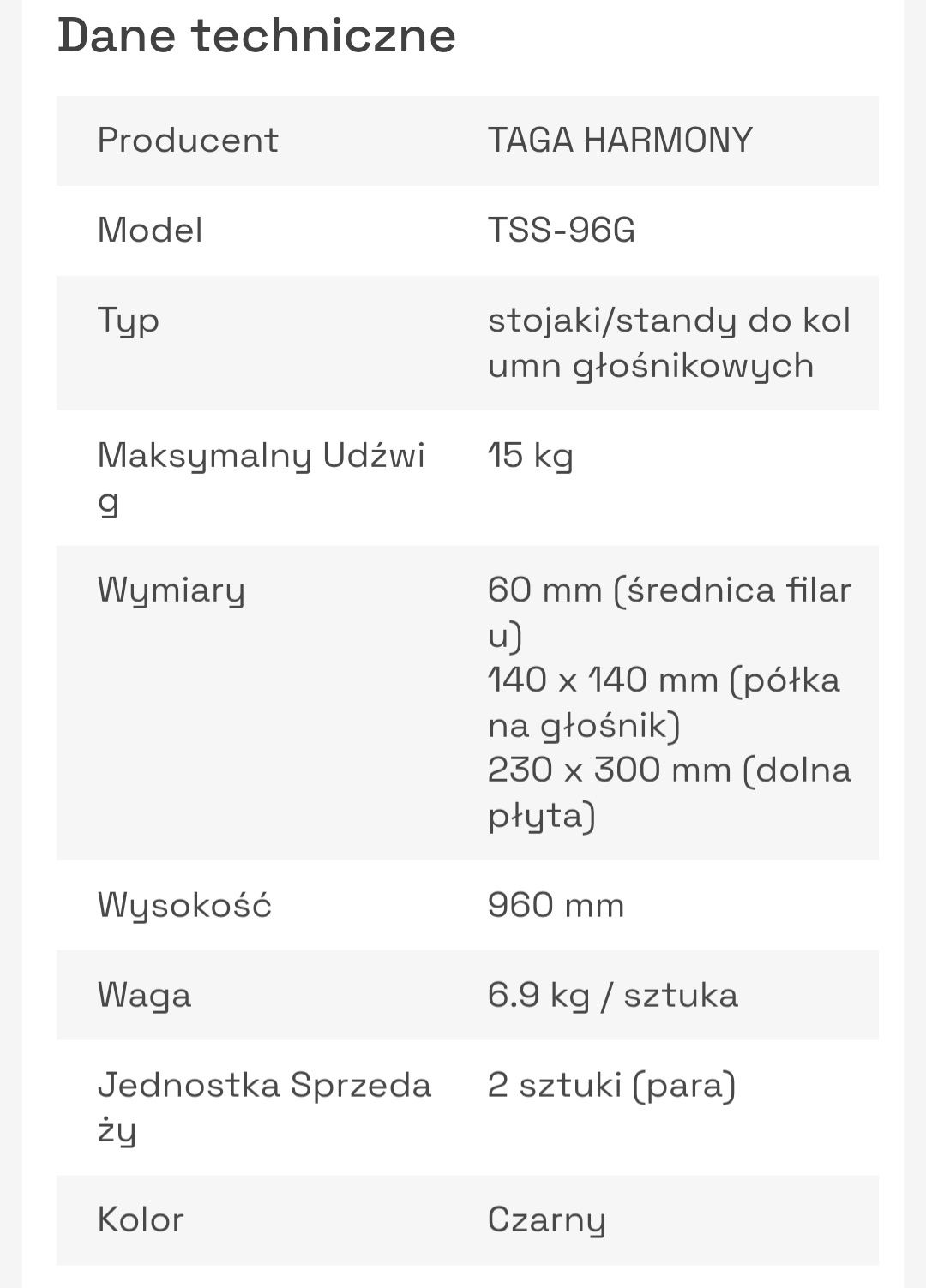 Stojaki"Standy" Taga Harmony TSS-96G
