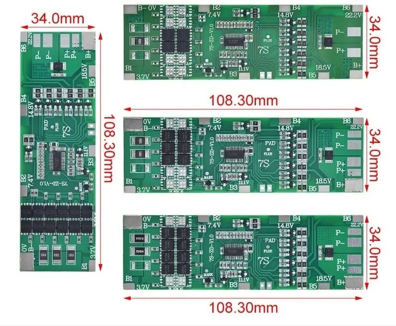 Плата BMS 7S 29.4 В 30A для Li Ion с балансировкой,