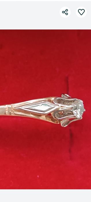 Каблучка золото срср солітер заручини  з діамантом 0,16ct  3,21г р.18