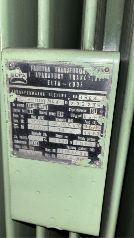 Transformator olejowy 1000 kW/15 , 1MW