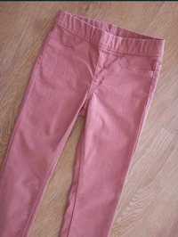 Spodnie jeansowe treginsy hm 92 dziewczynka pudrowy róż.
