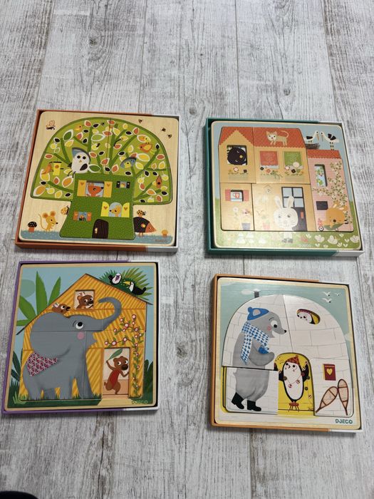 Комплект  4 пазлів Джеко Djeco та гра рибалка