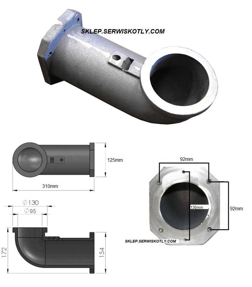 Kolano Żeliwne Palnika Do Pieca Kotła PPS 15-30KW.