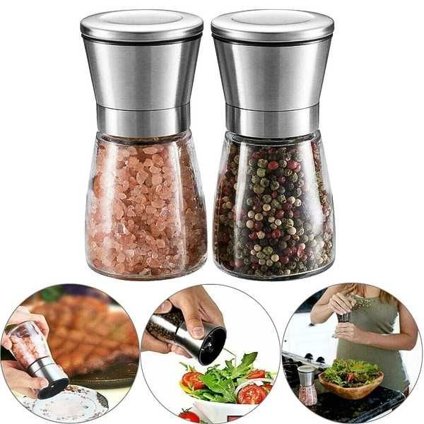 MŁYNEK RĘCZNY Manualny SZKLANY do PIERPRZU SOLI Przypraw 180ml. Ładny