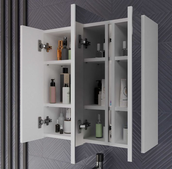 Szafka Łazienkowa POLA 3L Wisząca Z 3 Lustrami Nad Umywalkę BIAŁA