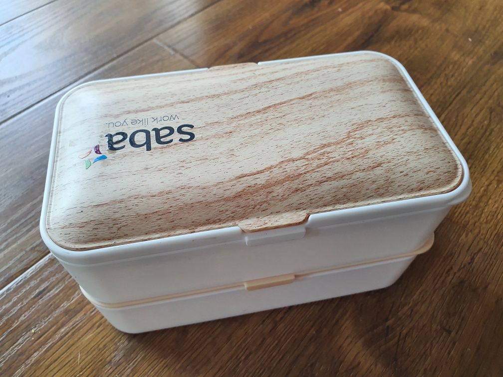 Podwójny pojemnik na obiad lunch oraz sztućce Nowe