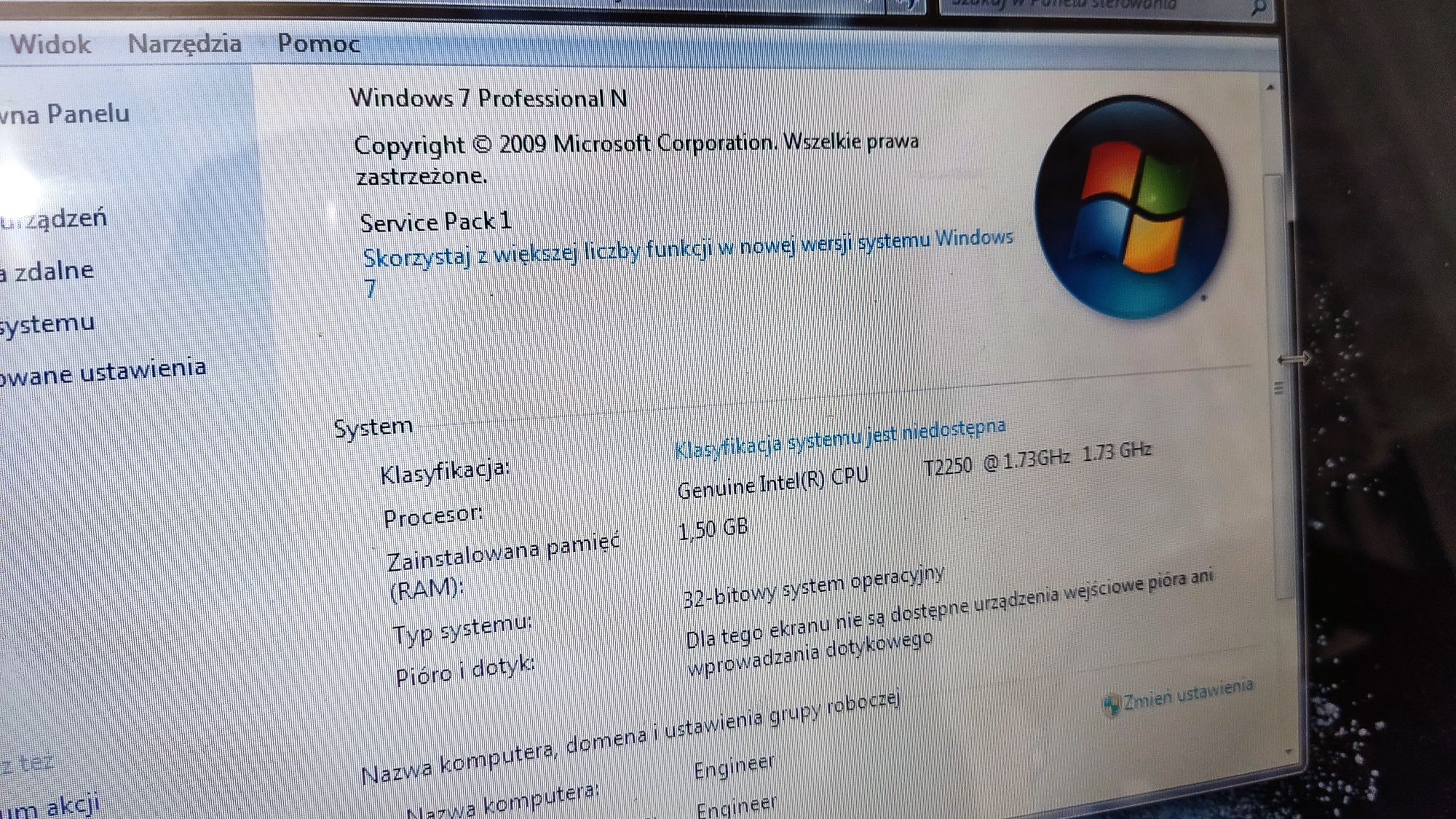 Komputer HP compaq nx7400 windows 7 etui używany uszkodzony