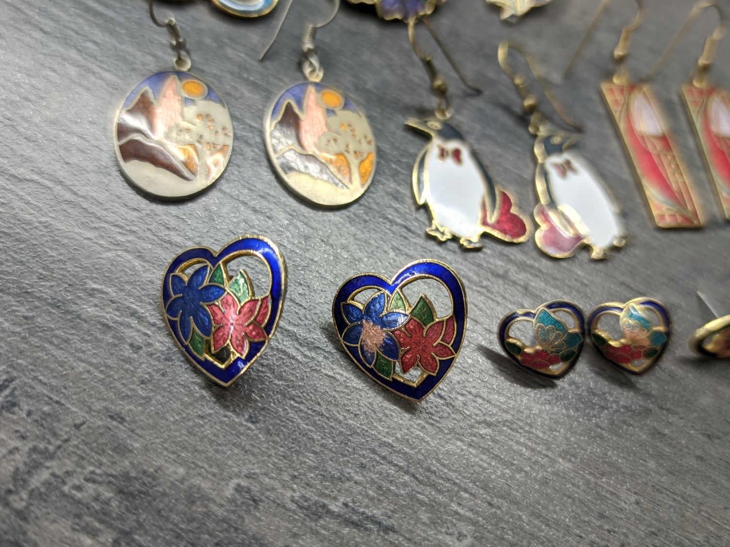 Брошь серьги гвоздики Клуазоне Cloisonne