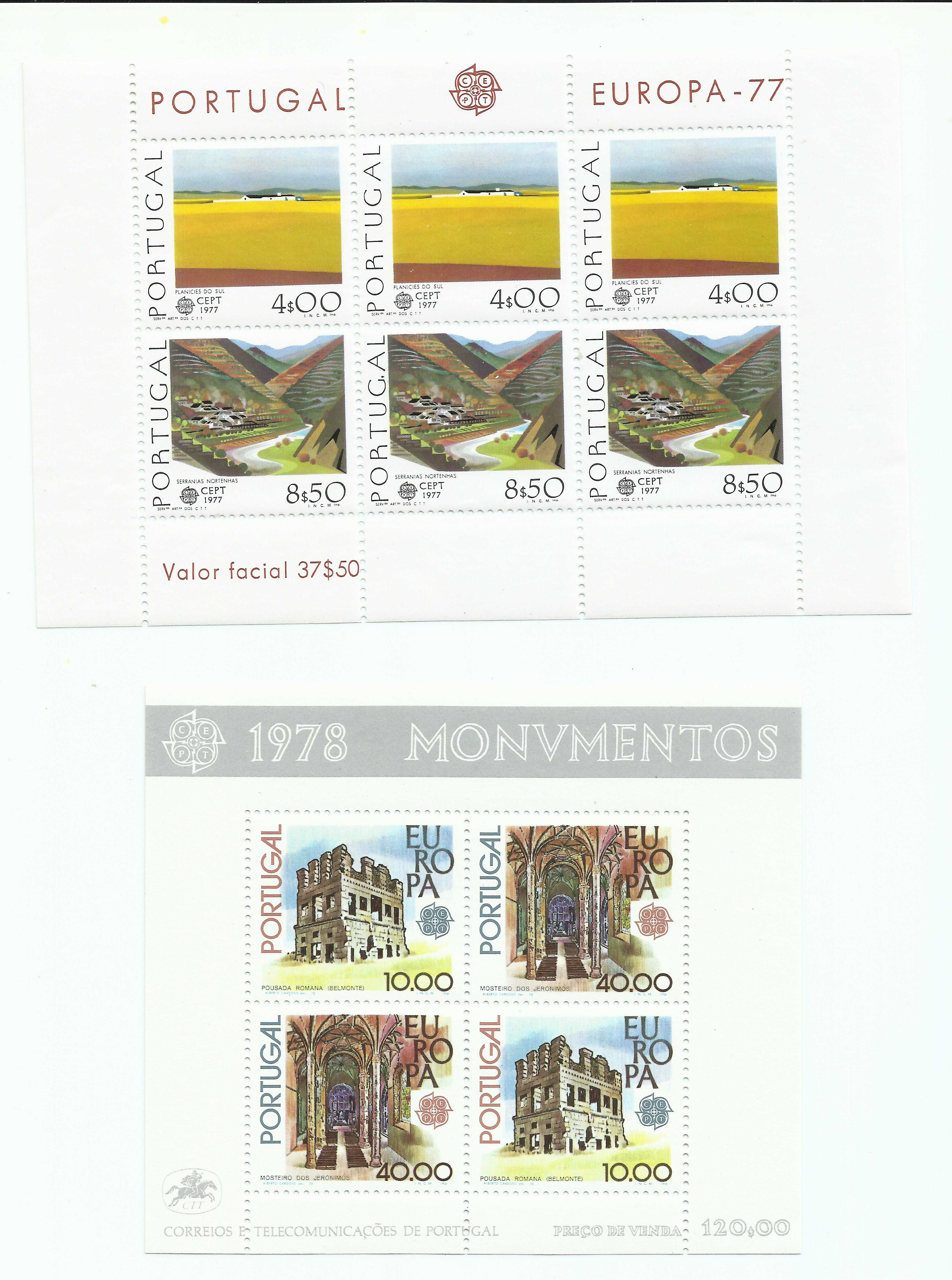 Selos portugueses – 8 blocos dos anos 70/80, como novos