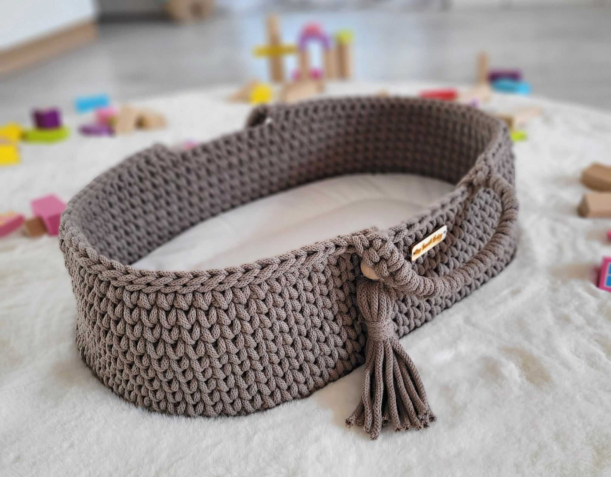Kosz Mojżesza BOHO bawełniany- nosidełko dla lalek - mocca NOWY