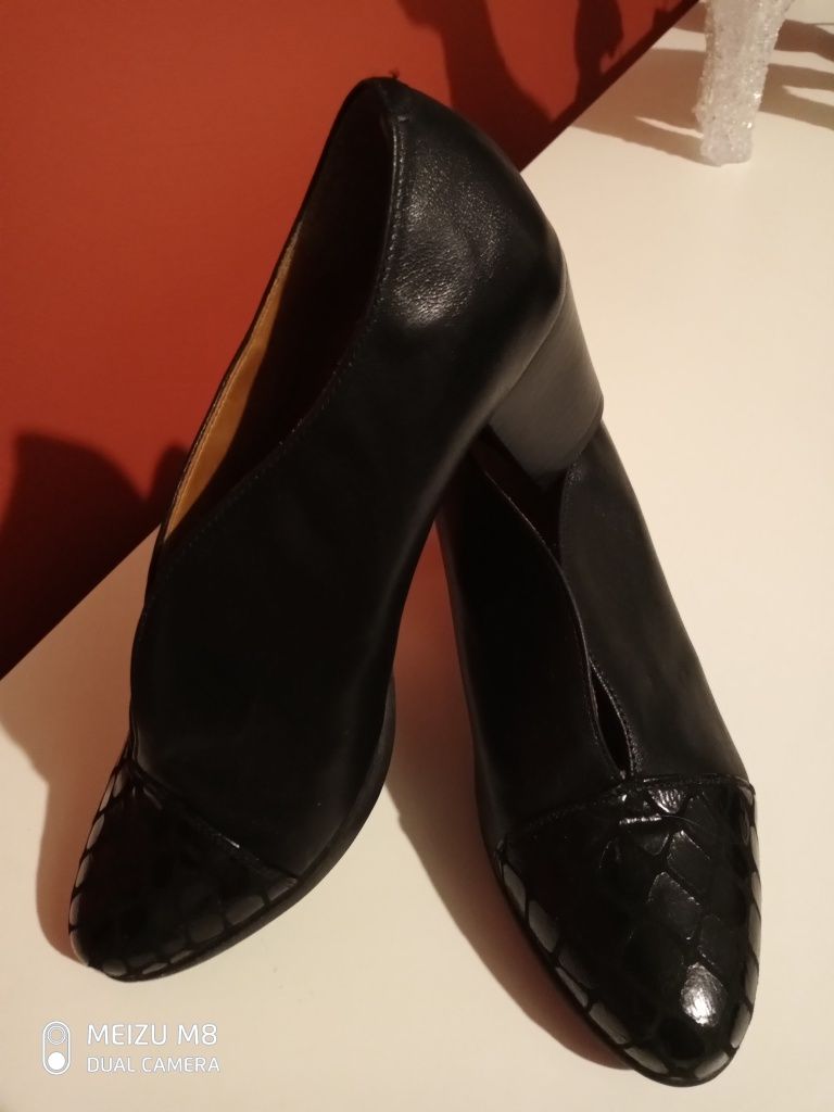 Buty damskie skórzane czarne rozm. 36