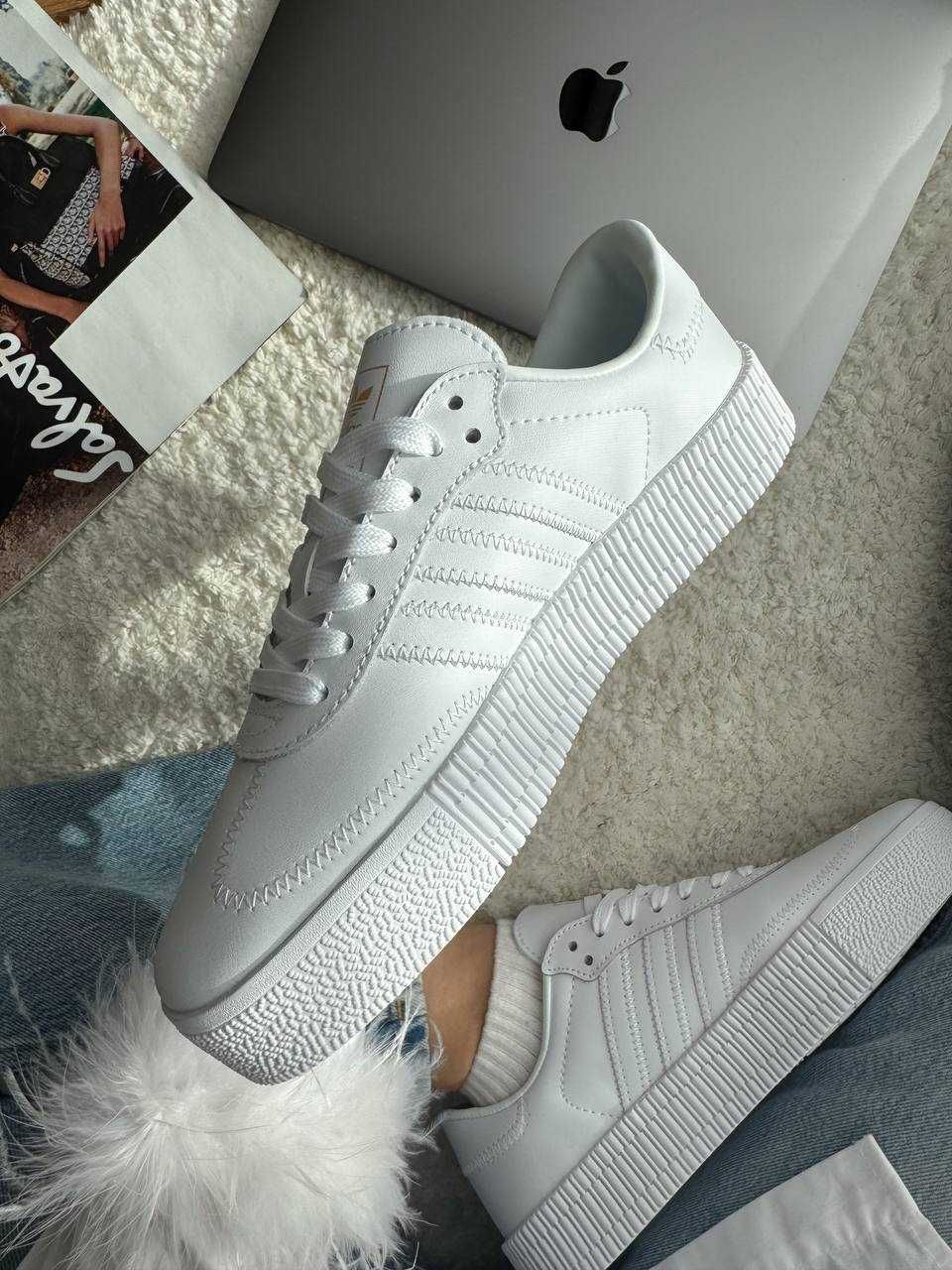Кеди Adidas Samba White кросівки адідас самба білі шкіра