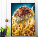 plakat reklamowy makaron spaghetti z mięsem i serem do restauracji