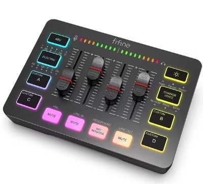 Misturador de Áudio FIFINE Sc3 para jogos, RGB, com entrada XLR (Novo)