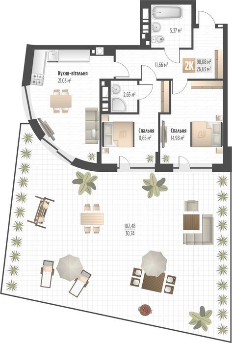 Продаж 2 кім. квартири SOUL PARK вул П. Орлика 98,08 кв.м