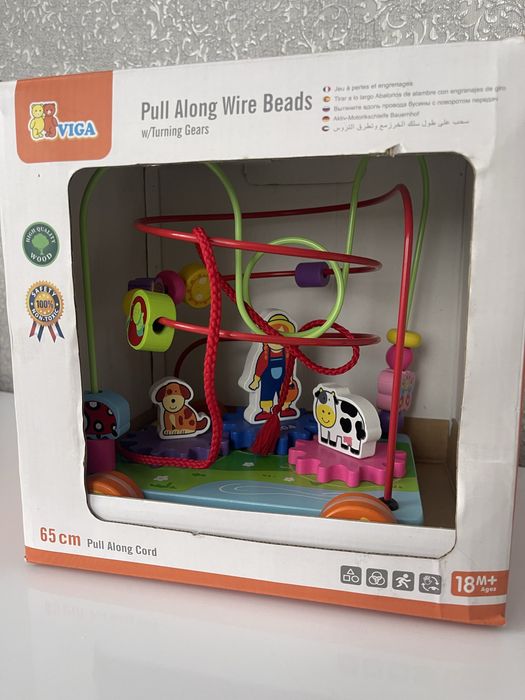 Дерев'яний лабіринт-каталка Viga Toys, машинка