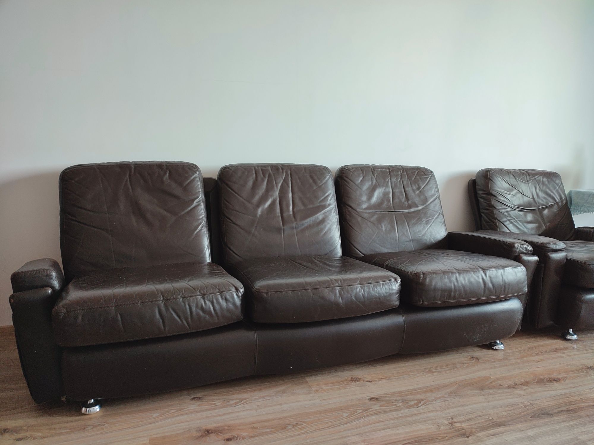 Komplet kanapa 3 osobowa + fotel skóra naturalna