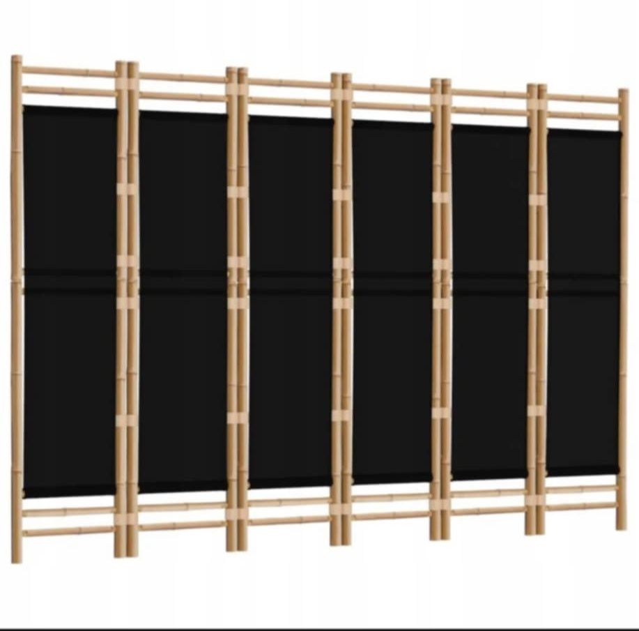 Składany parawan 6-panelowy, 240 cm, bambus i płótno, sypialnia, salon