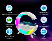 Нічник-бездротовий зарядний пристрій та Bluetooth колонка 3в1 з RGB
