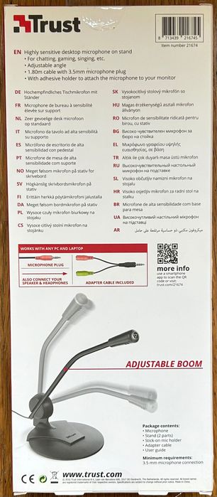 Microfone de Mesa Trust Primo- novo, 3 anos de garantia