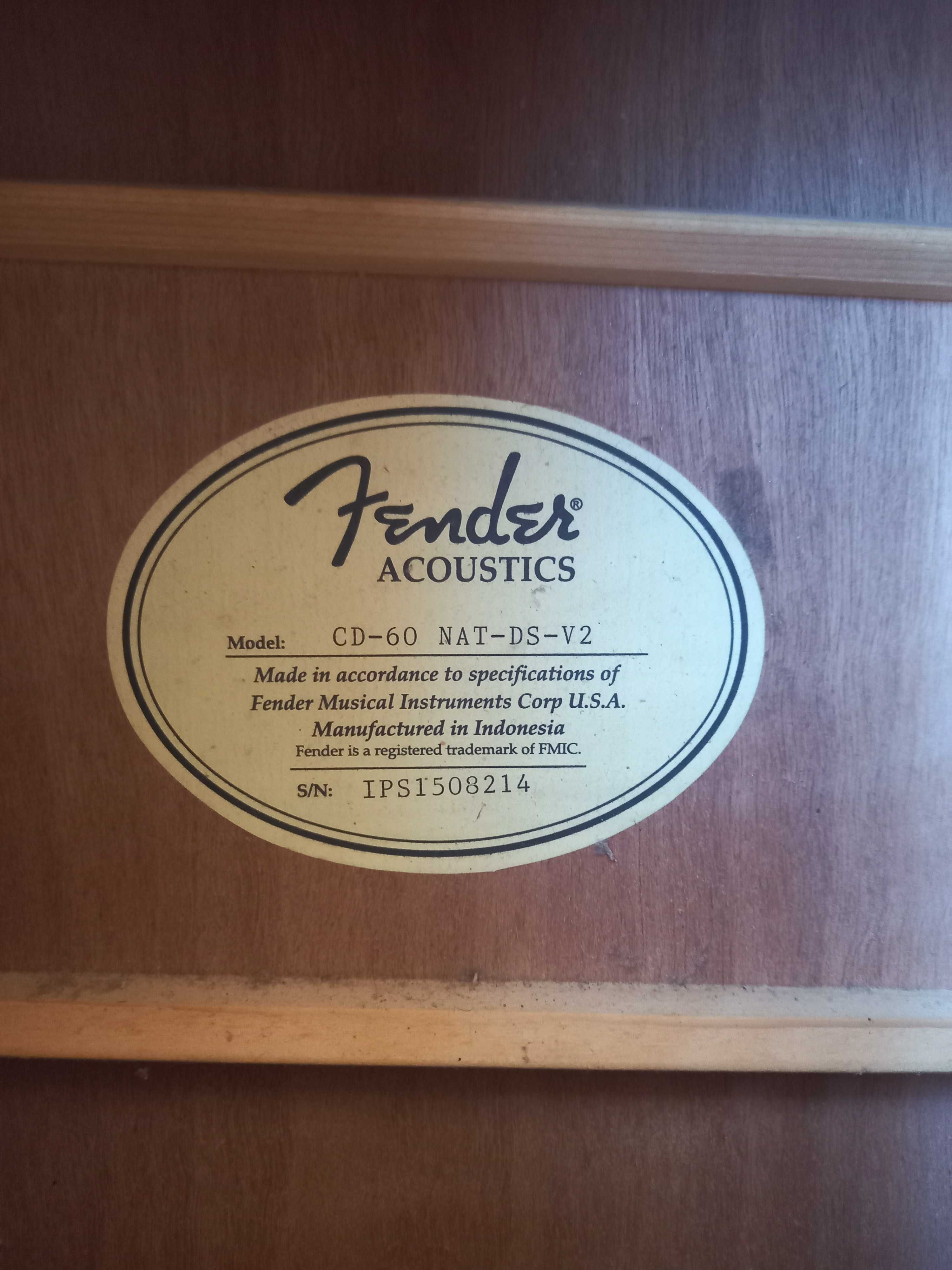 Guitarra acústica Fender CD60 v2 sem cordas + Strap (correia)