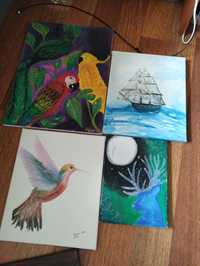 Obrazy papugi koliber statek jeleń
