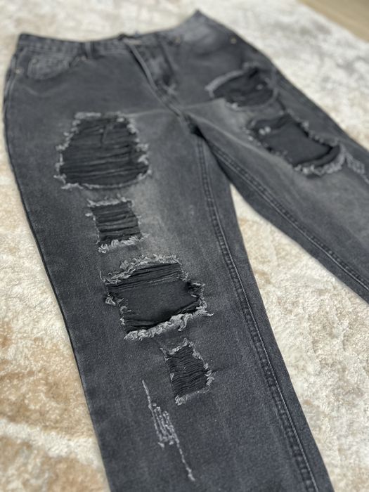 Spodnie jeansowe czarne z dziurami Boyfriend rozmiar 40 ( L )