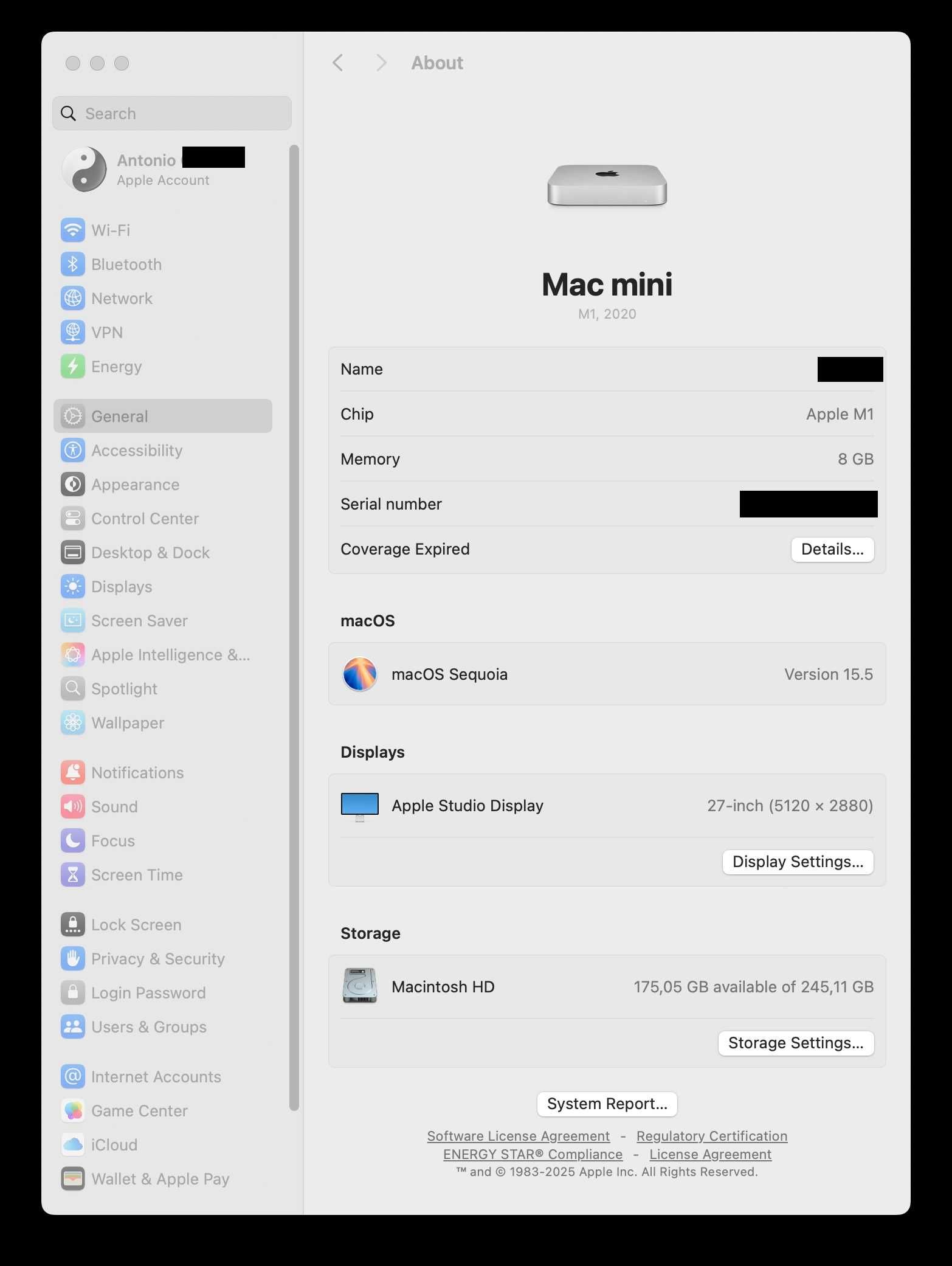 Apple Mac mini M1 RAM 8GB / SSD 256GB - Março 2022