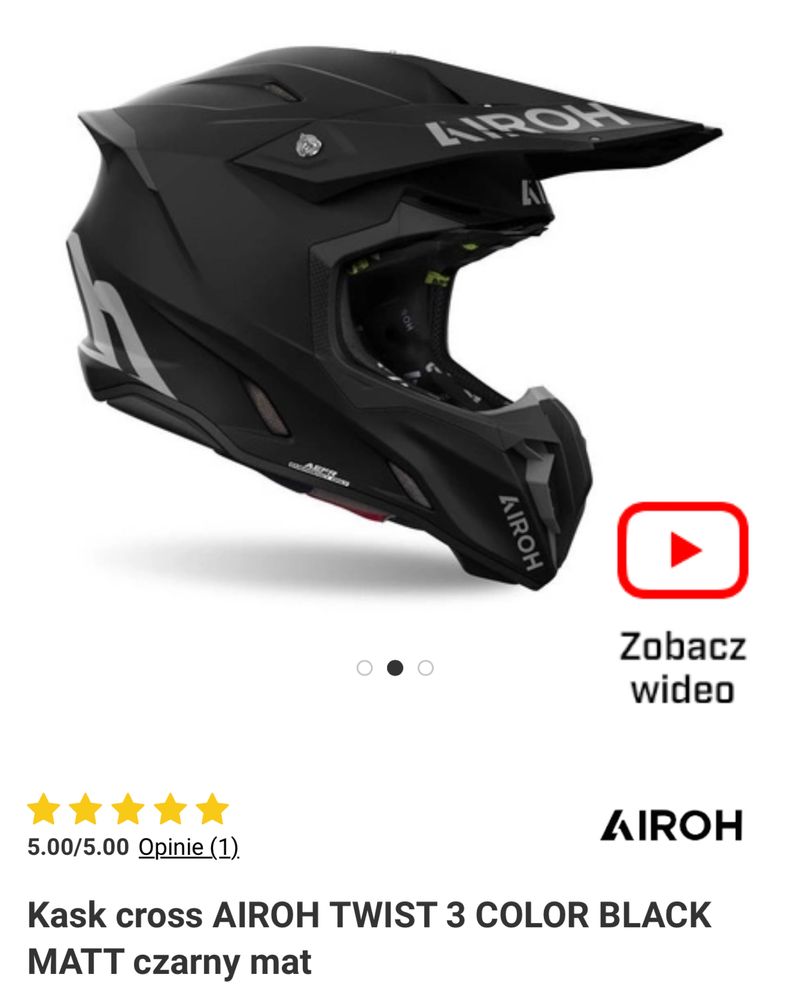 Kask cross AIROH TWIST 3 COLOR BLACK MATT czarny mat