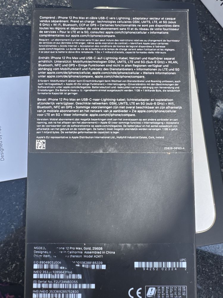 Pudełko do Iphone 12 Pro Max Gold 256 GB plus kabelek